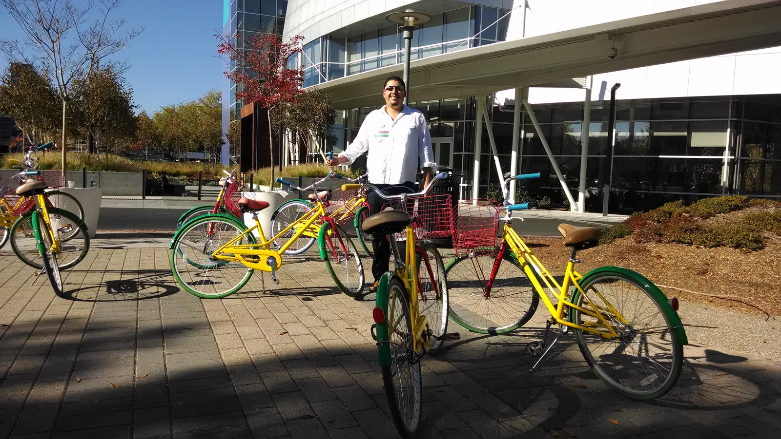 William with the colorful bicycles on Google’s campus