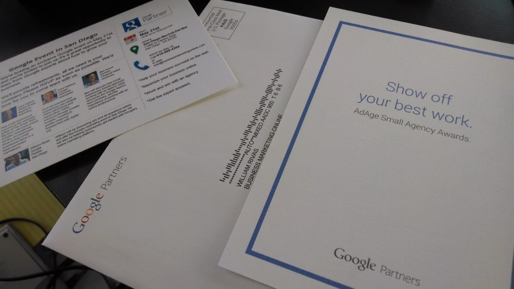 Google Partners mailing to William Rivas at Business Marketing Online