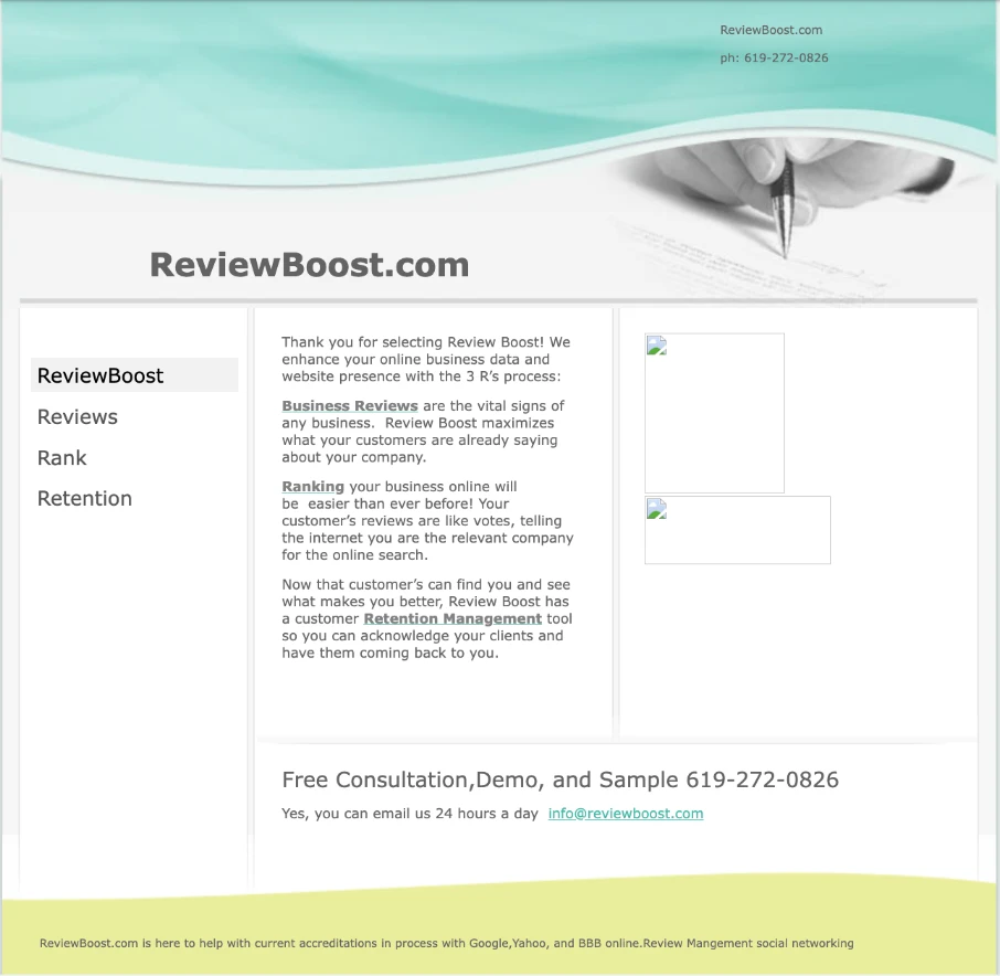 My original ReviewBoost website