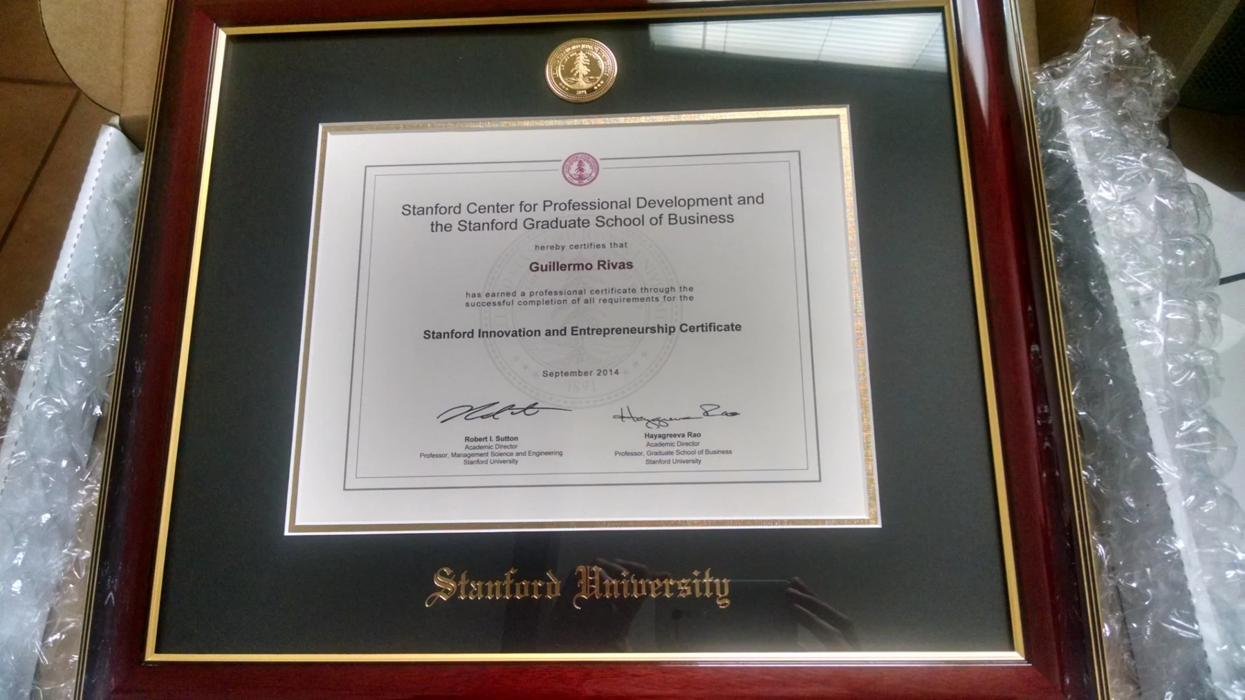 Innovation & Entrepreneurship certificate