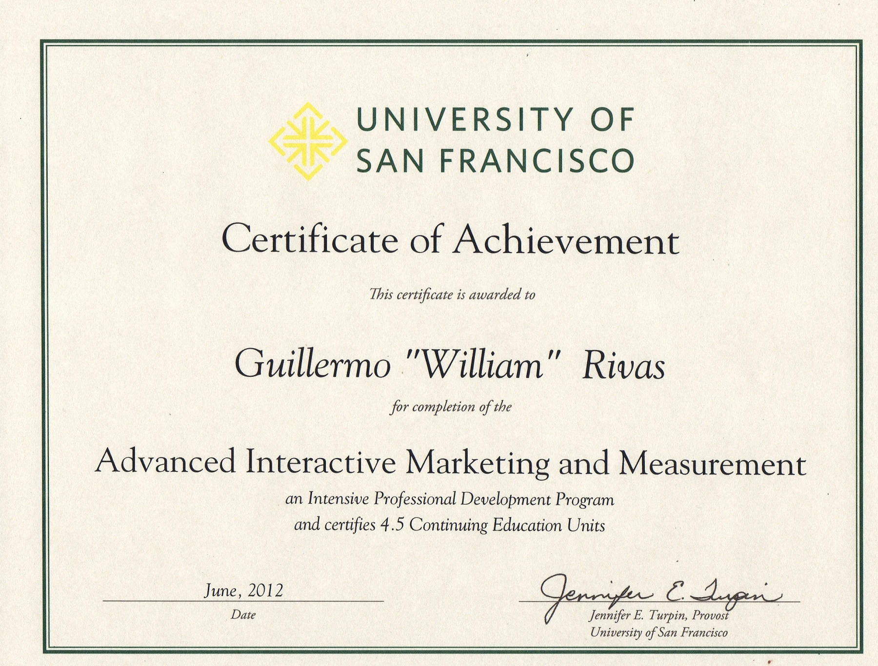 Advanced Interactive Marketing and Measurement certificate